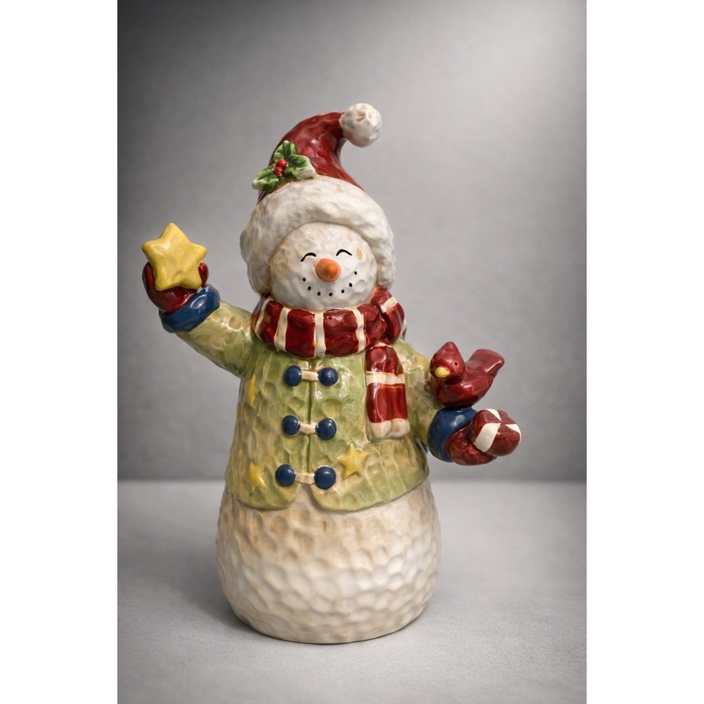 Snowman Cardinal Figurine Snowman Statue Home Decorative Ornaments 10" Winter